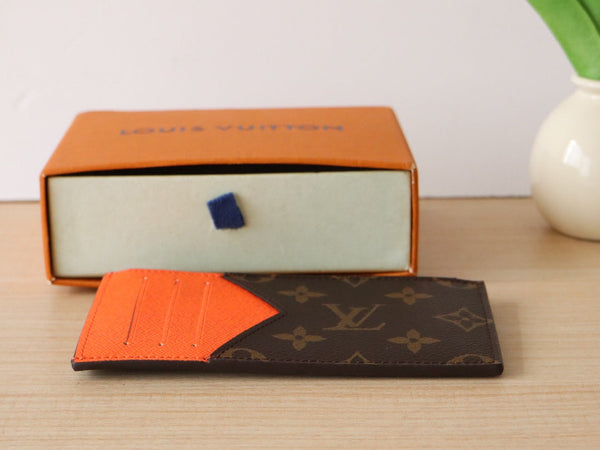 LV Zipper Card Holder Orange Monogram Canvas & Calfskin 224125