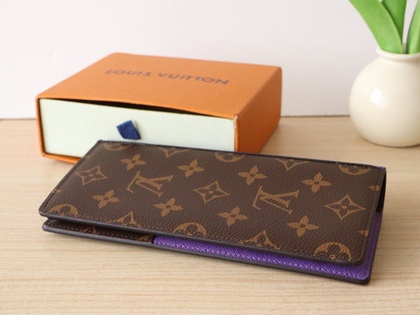 LV M81538 Brazza Wallet Purple Monogram Canvas & Calfskin 224095