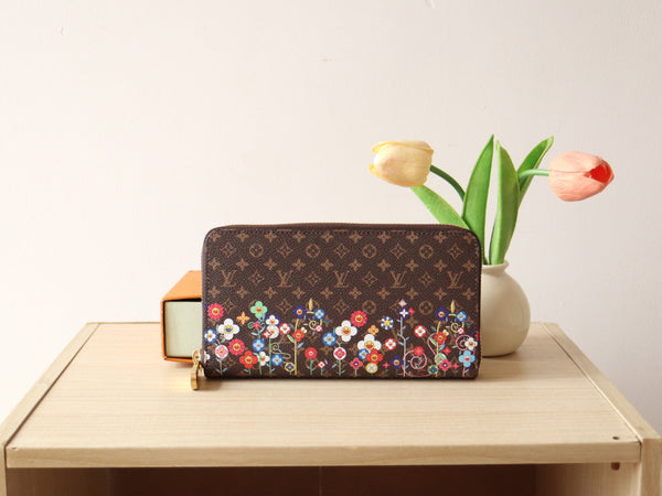 LVxTM Zippy Wallet Brown Monogram Flower Motifs Canvas