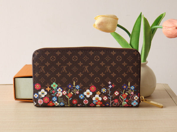 LVxTM Zippy Wallet Brown Monogram Flower Motifs Canvas