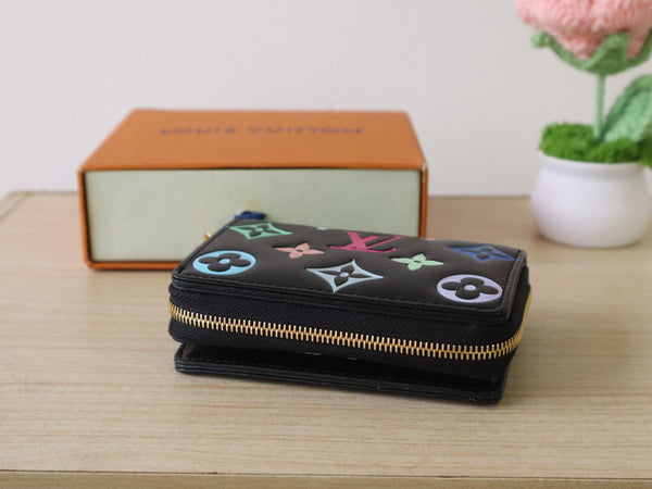 LV x TM Lou Wallet 11.5cm Multicolor Monogram Embossed Lambskin GHW