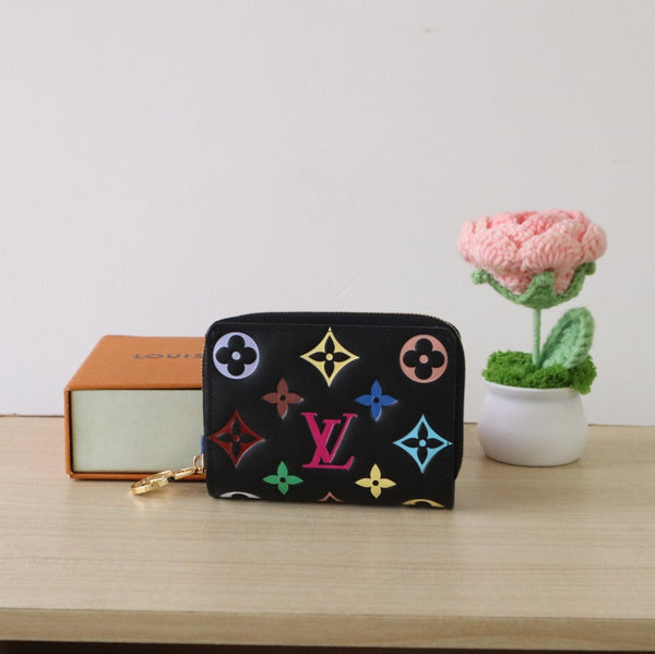 LV x TM Lou Wallet 11.5cm Multicolor Monogram Embossed Lambskin GHW