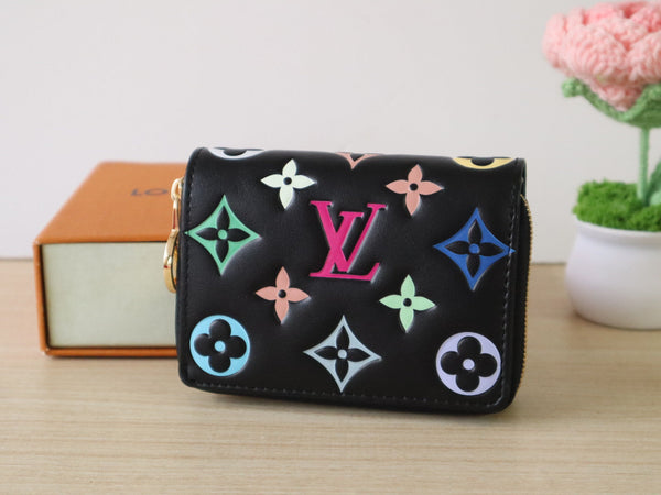 LV x TM Lou Wallet 11.5cm Multicolor Monogram Embossed Lambskin GHW