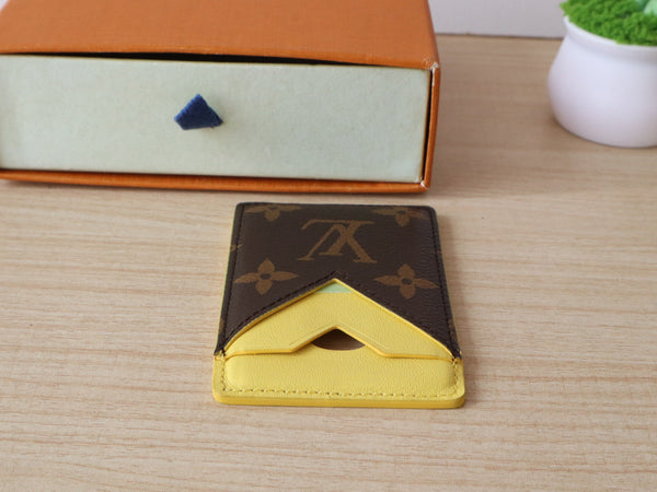 LV Porte-Cartes Magnet Brown Yellow Monogram Canvas & Cowhide