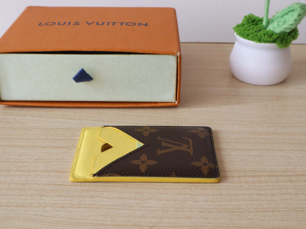 LV Porte-Cartes Magnet Brown Yellow Monogram Canvas & Cowhide