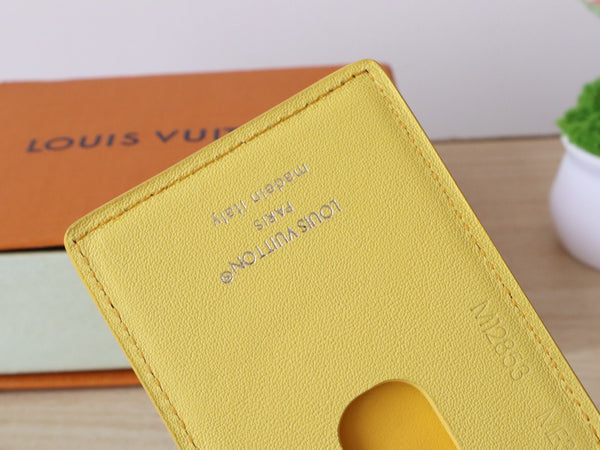 LV Porte-Cartes Magnet Brown Yellow Monogram Canvas & Cowhide