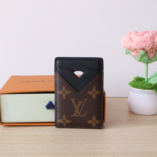 LV Porte-Cartes Magnet Brown Black Monogram Canvas & Cowhide