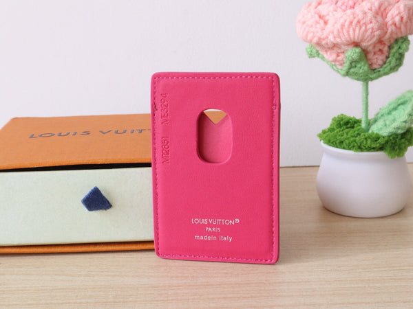 LV Porte-Cartes Magnet Brown Pink Monogram Canvas & Cowhide