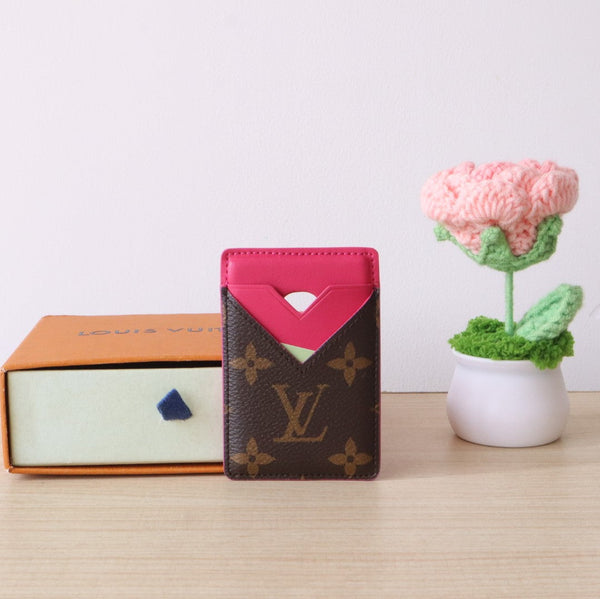 LV Porte-Cartes Magnet Brown Pink Monogram Canvas & Cowhide
