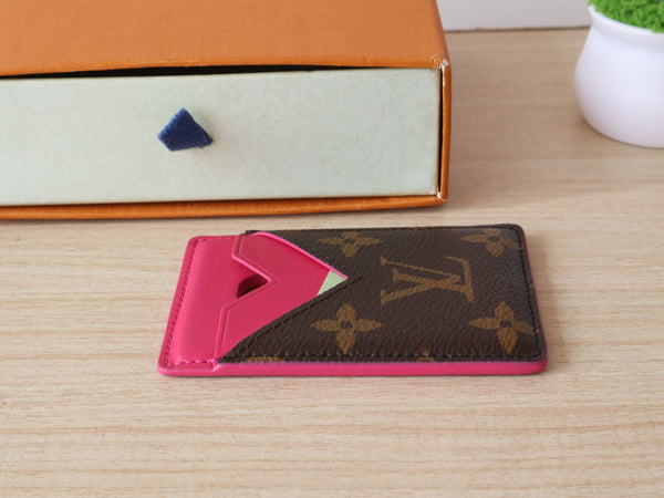 LV Porte-Cartes Magnet Brown Pink Monogram Canvas & Cowhide