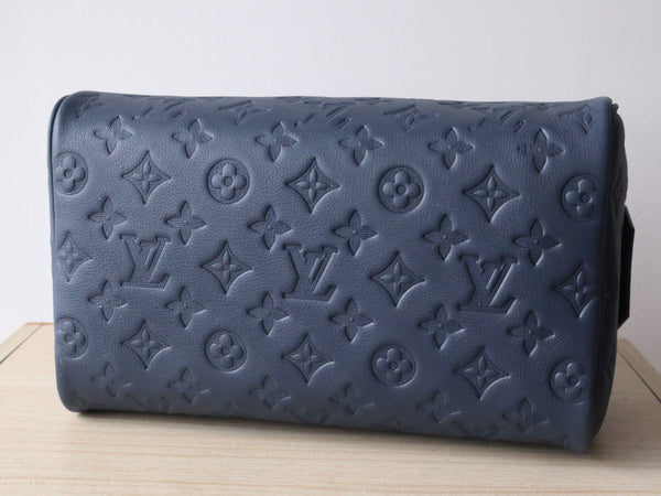 LV Dopp Kit Toiletry Bag Navy Blue Monogram Calfskin & Cowhide247596