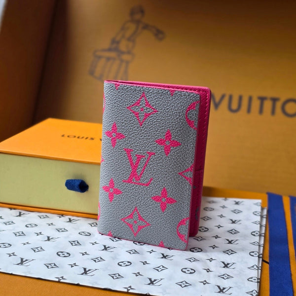 LV M15027 Pocket Organizer Pink Gray Monogram Glow Canvas & Cowhide