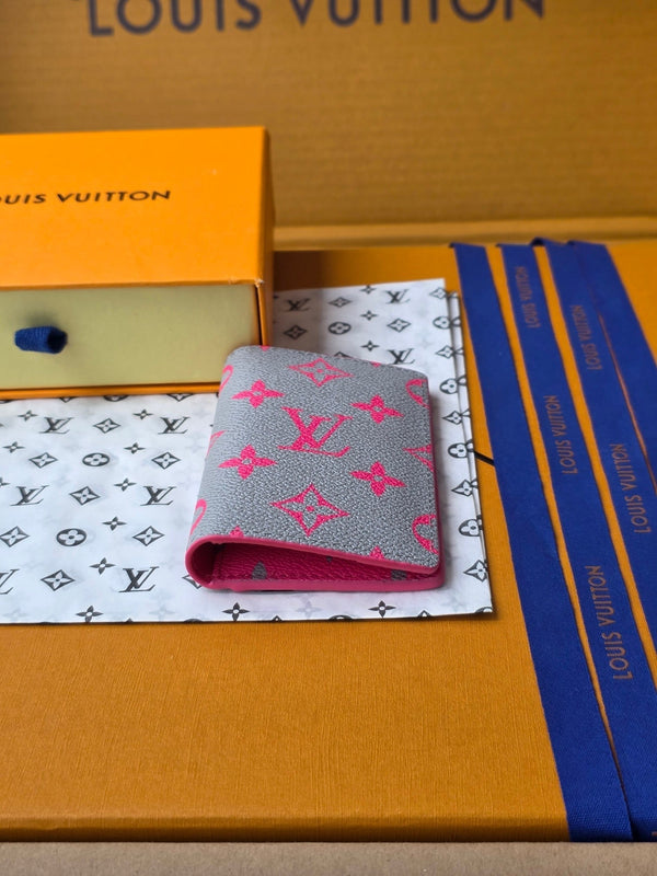LV M15027 Pocket Organizer Pink Gray Monogram Glow Canvas & Cowhide