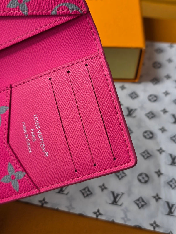 LV M15027 Pocket Organizer Pink Gray Monogram Glow Canvas & Cowhide
