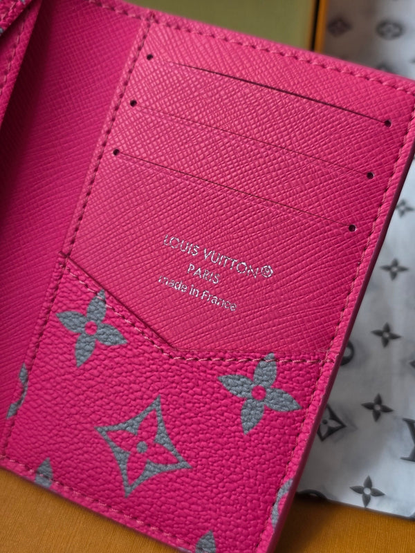 LV M15027 Pocket Organizer Pink Gray Monogram Glow Canvas & Cowhide