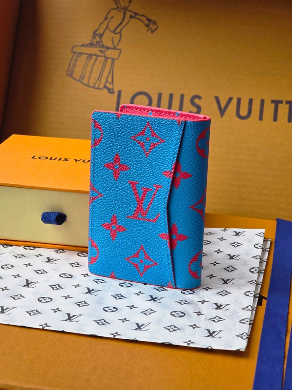 LV M14767 Pocket Organizer Blue Red Monogram Glow Canvas & Cowhide