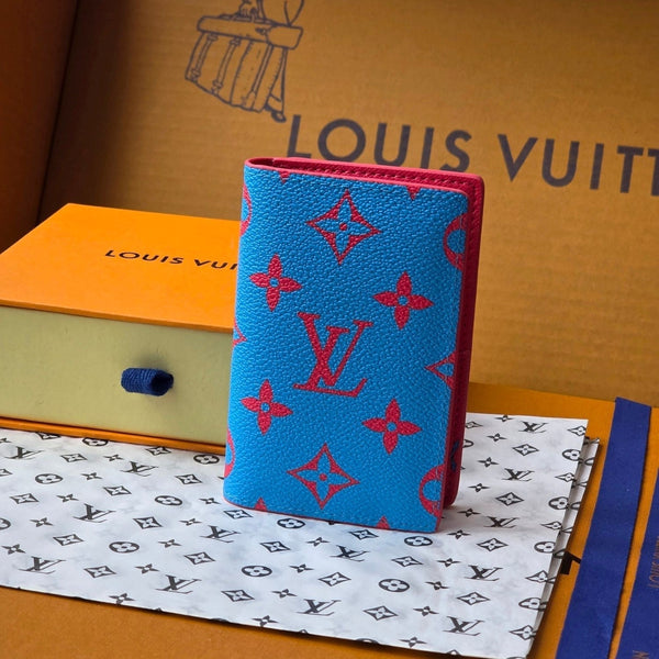 LV M14767 Pocket Organizer Blue Red Monogram Glow Canvas & Cowhide