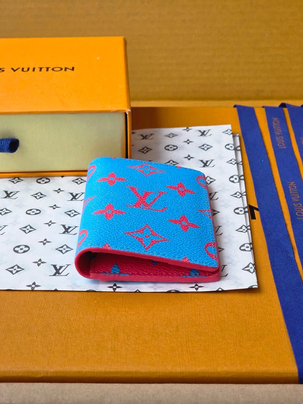 LV M14767 Pocket Organizer Blue Red Monogram Glow Canvas & Cowhide