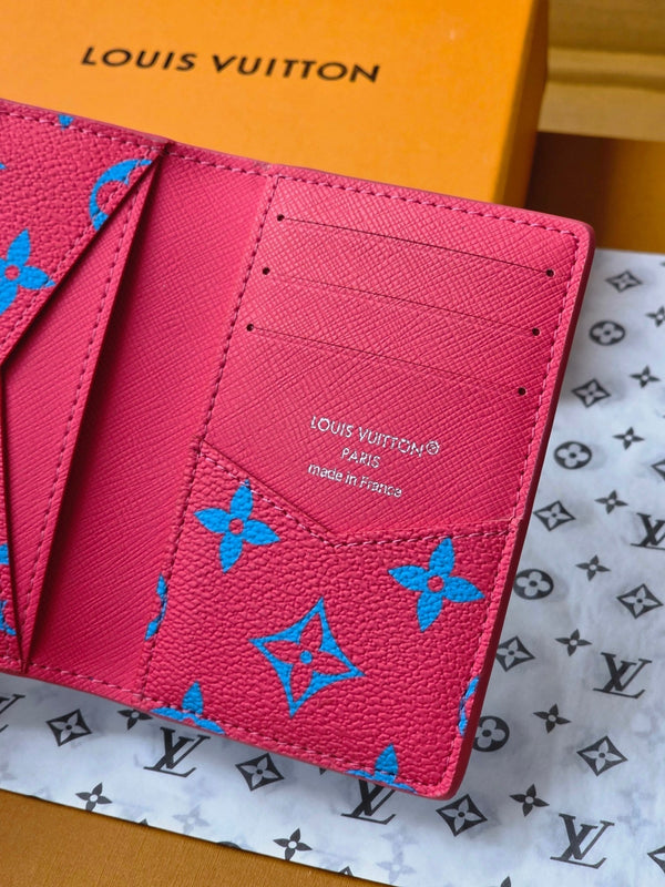 LV M14767 Pocket Organizer Blue Red Monogram Glow Canvas & Cowhide