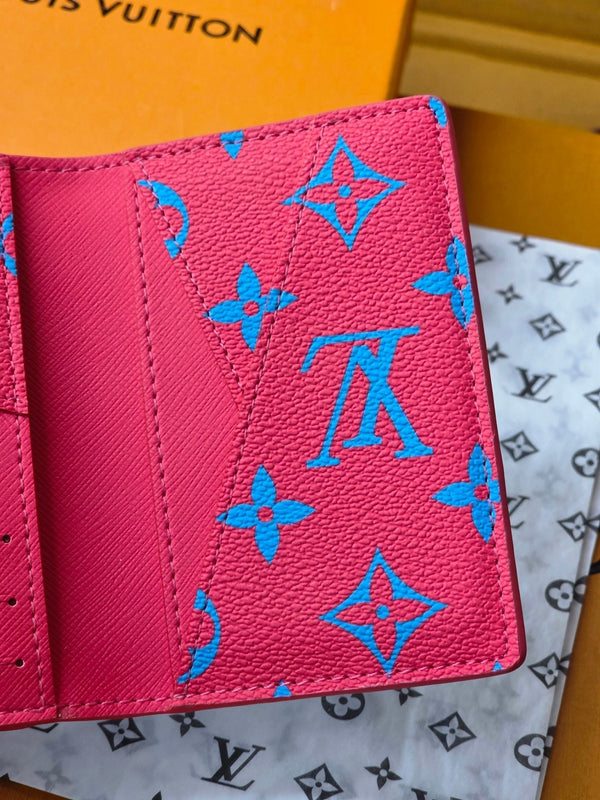 LV M14767 Pocket Organizer Blue Red Monogram Glow Canvas & Cowhide