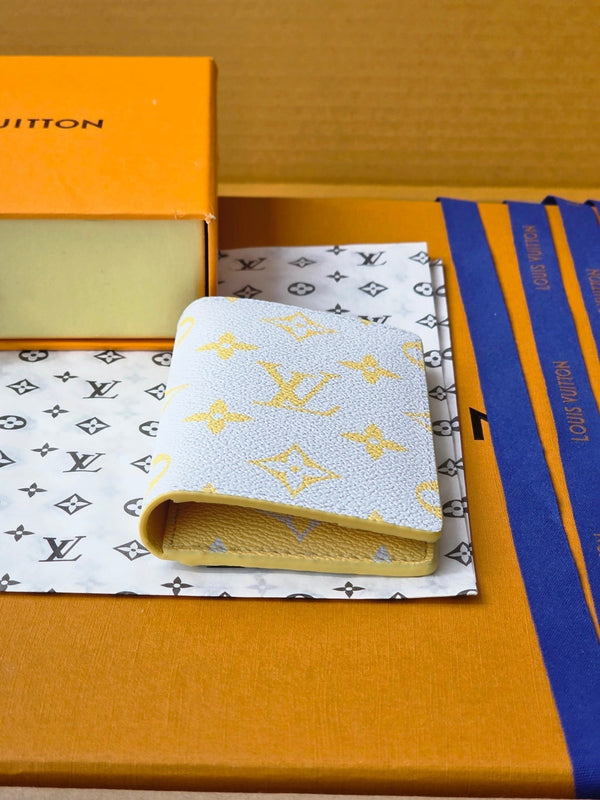 LV M14769 Pocket Organizer Gray Yellow Monogram Glow Canvas & Cowhide