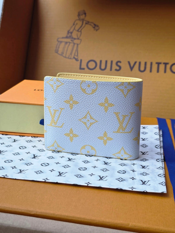 LV M14694 Multiple Wallet Gray Yellow Monogram Glow Canvas & Cowhide