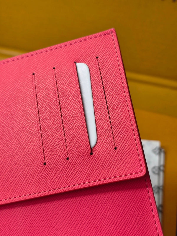 LV M14770 Passport Cover Blue Red Monogram Glow Canvas & Cowhide