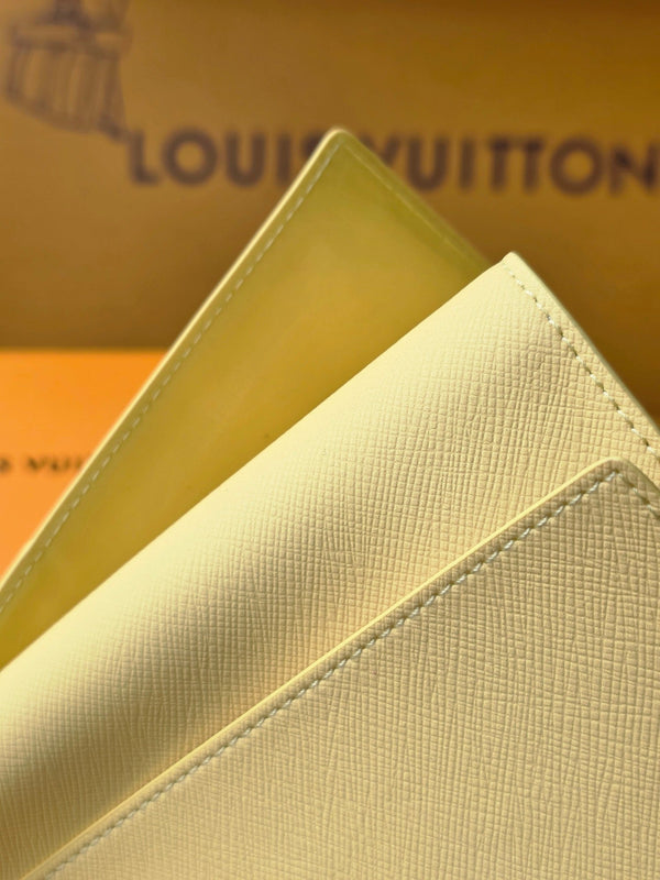 LV M14770 Passport Cover Gray Yellow Monogram Glow Canvas & Cowhide