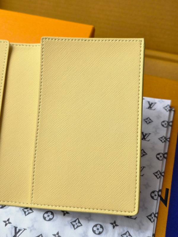LV M14770 Passport Cover Gray Yellow Monogram Glow Canvas & Cowhide