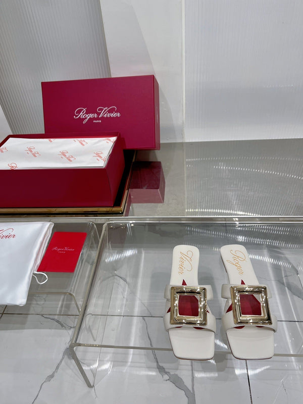 Viv Simple Slides White Cowhide 295937