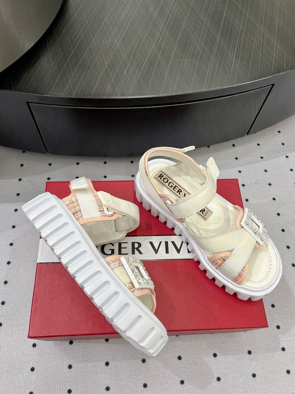 Viv Comfort Sandals White Pink Sheepskin 295955