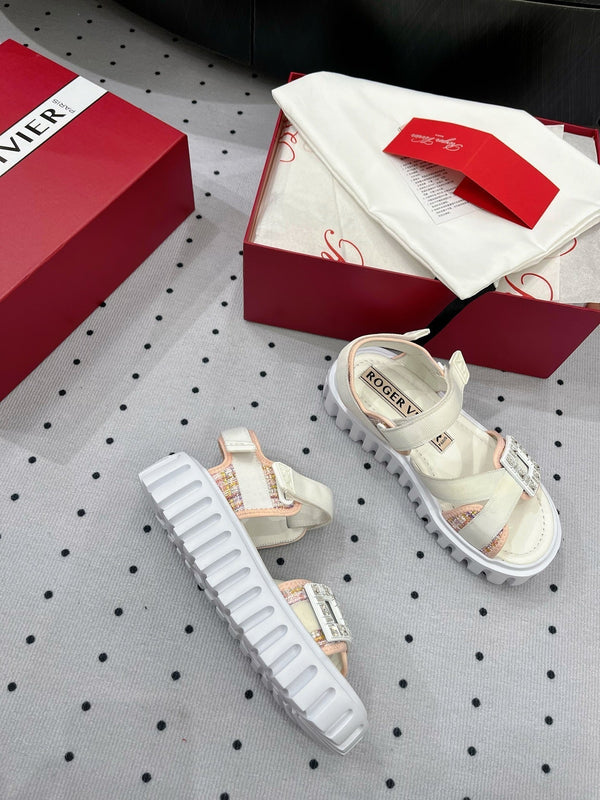 Viv Comfort Sandals White Pink Sheepskin 295955