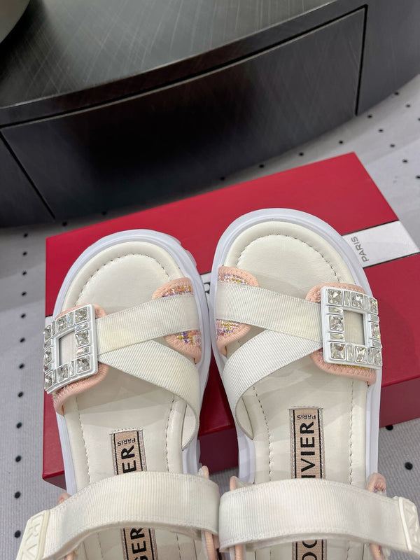 Viv Comfort Sandals White Pink Sheepskin 295955