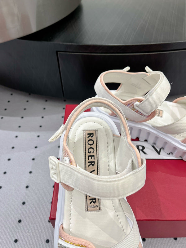 Viv Comfort Sandals White Pink Sheepskin 295955