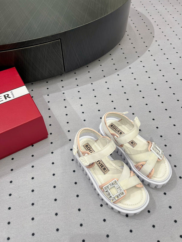 Viv Comfort Sandals White Pink Sheepskin 295955