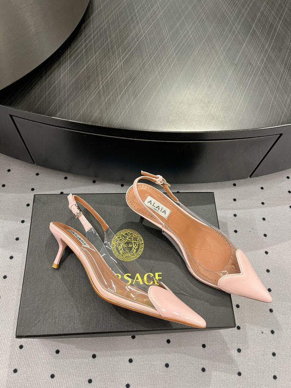 Alaila Le Cœur Slingbacks 60mm In Light Pink Glossy Lambskin 954823