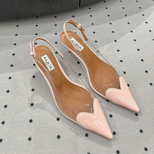 Alaila Le Cœur Slingbacks 60mm In Light Pink Glossy Lambskin 954823