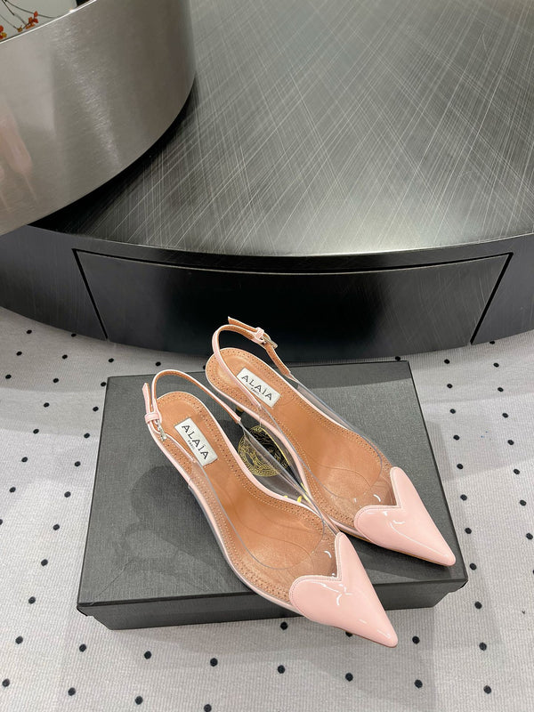 Alaila Le Cœur Slingbacks 60mm In Light Pink Glossy Lambskin 954823