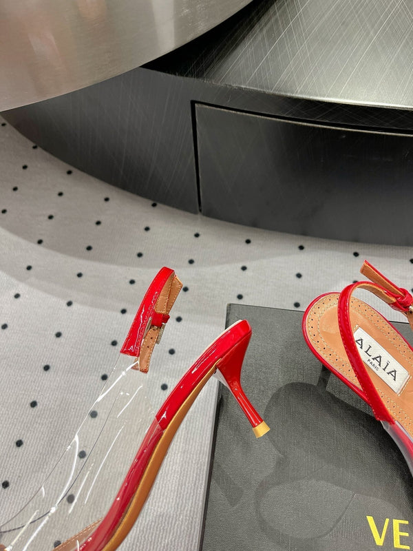 Alaila Le Cœur Slingbacks 60mm In Red Glossy Lambskin 954825