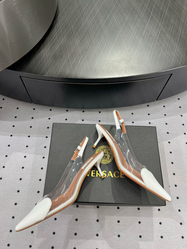 Alaila Le Cœur Slingbacks 60mm In White Glossy Lambskin 954827