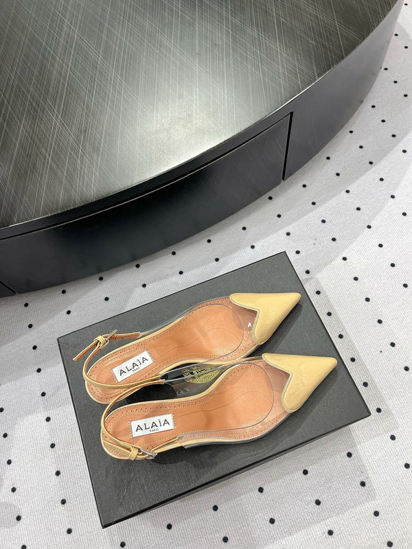 Alaila Le Cœur Slingbacks 60mm In Beige Glossy Lambskin 954829