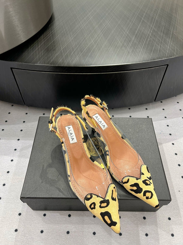 Alaila Le Cœur Slingbacks 60mm In Light Yellow Glossy Lambskin 954831