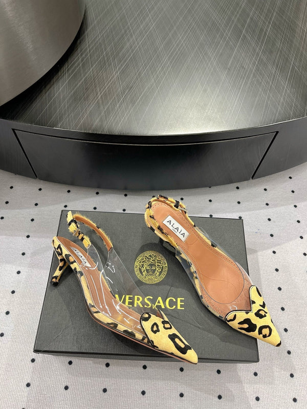 Alaila Le Cœur Slingbacks 60mm In Light Yellow Glossy Lambskin 954831