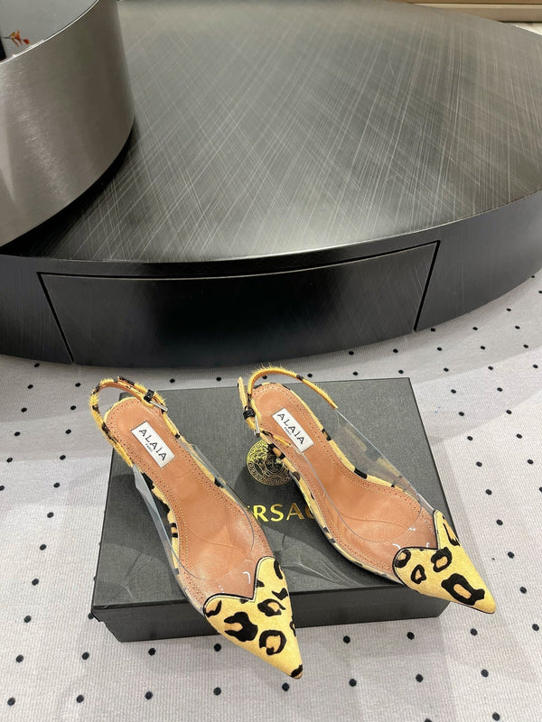 Alaila Le Cœur Slingbacks 60mm In Light Yellow Glossy Lambskin 954831