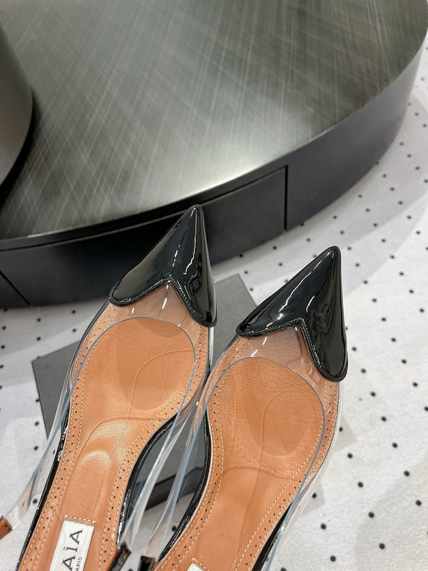 Alaila Le Cœur Slingbacks 60mm In Black Glossy Lambskin 954833