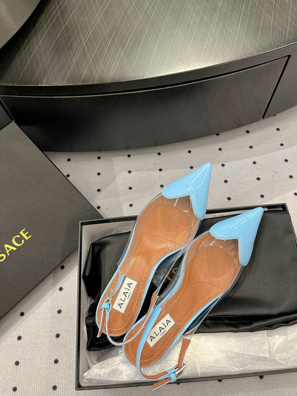 Alaila Le Cœur Slingbacks 60mm In Could Blue Glossy Lambskin 954835