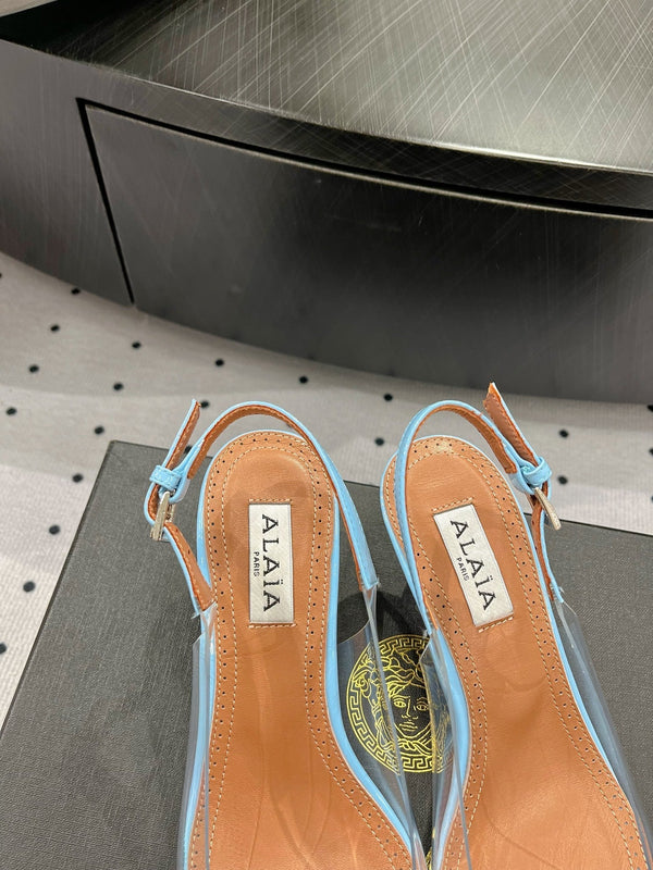 Alaila Le Cœur Slingbacks 60mm In Could Blue Glossy Lambskin 954835