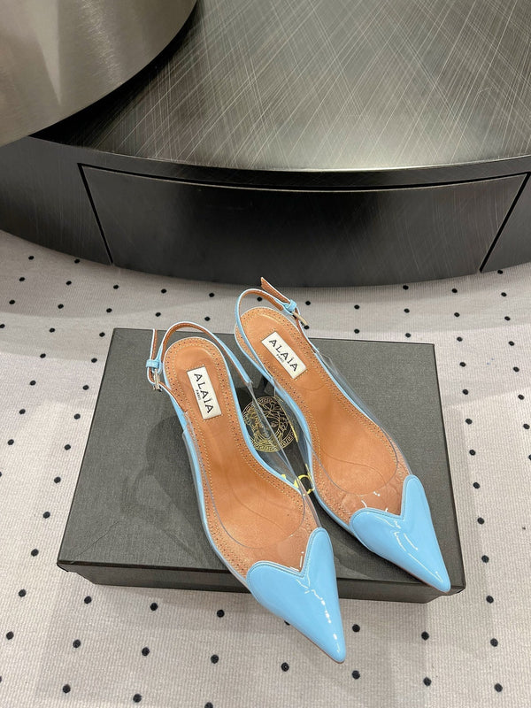 Alaila Le Cœur Slingbacks 60mm In Could Blue Glossy Lambskin 954835