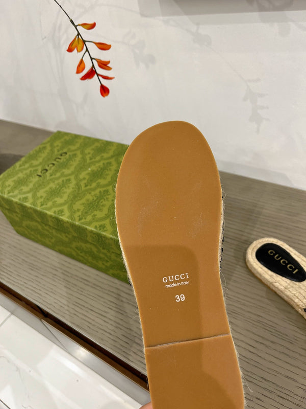 GG INTERLOCKING G ESPADRILLE BLACK FABRIC