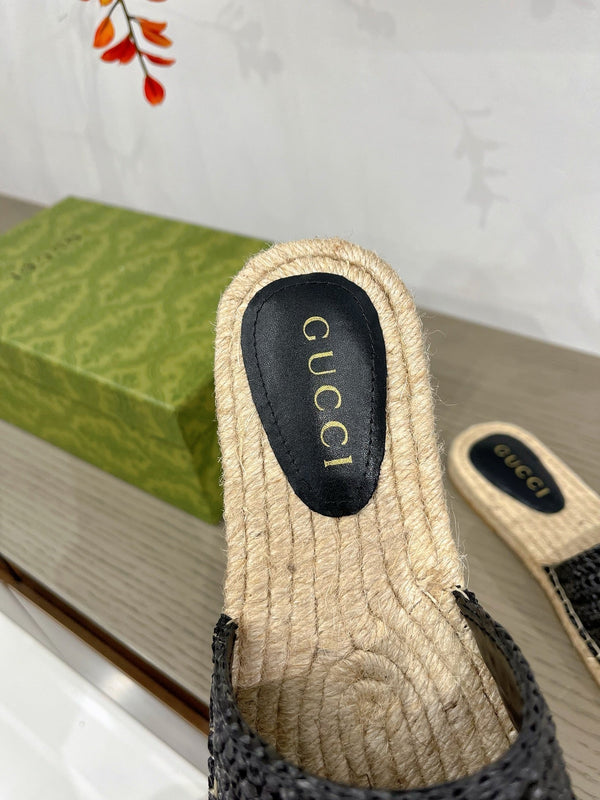 GG INTERLOCKING G ESPADRILLE BLACK FABRIC